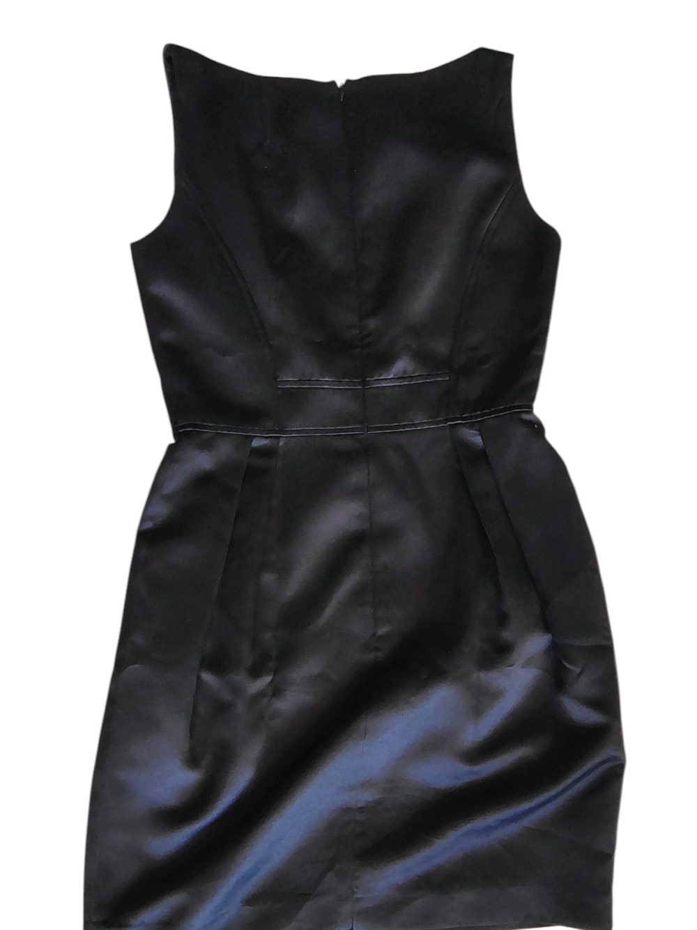Satin Black Sleeveless Mini Dress - Picture 8 of 9